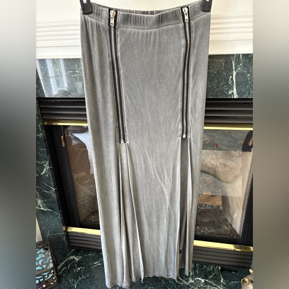 Pol Gray Maxi Skirt with Zipper Detail